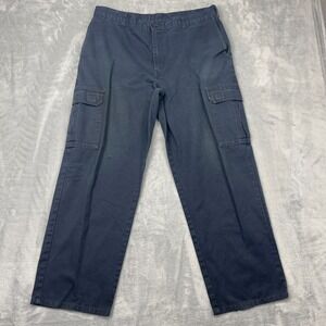 Vtg Dickies Cargo Pants Mens 36x30 Blue Flat Front Utility Pockets Straight Leg